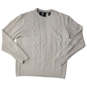WP Weatherproof Men's Easy Care Classic Cable Knit Sweater - Whitecap